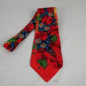 Rush Limbaugh silk tie in red and blue floral print in EUC